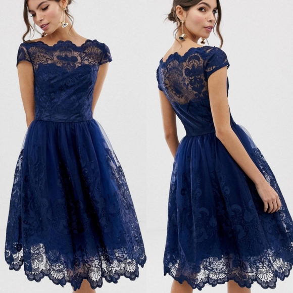 Modcloth Chi Chi London Exquisite Elegance Lace Dress Navy NEW - Picture 1 of 6